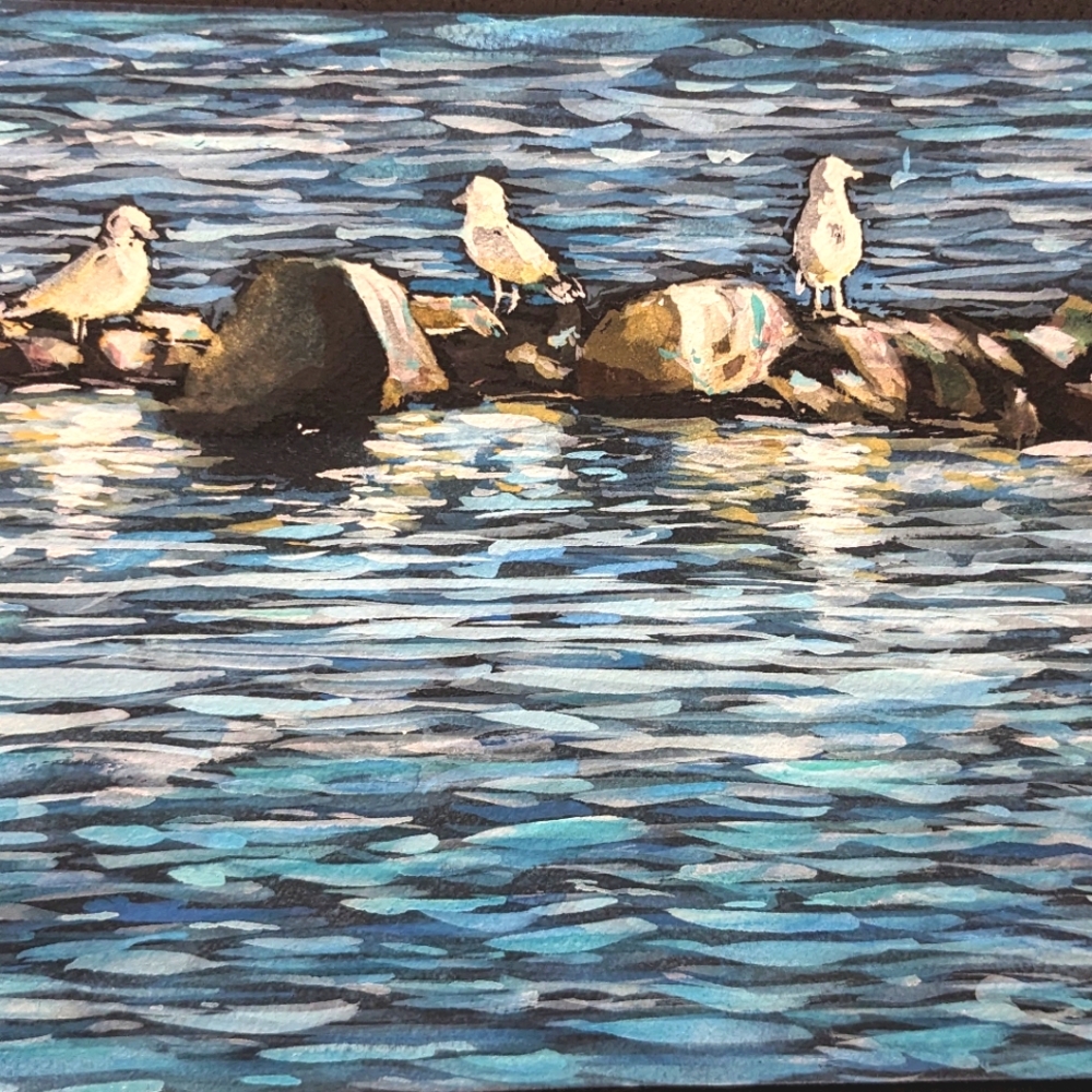 Kayak Encounter ❤️Art Print of Watercolour Painting